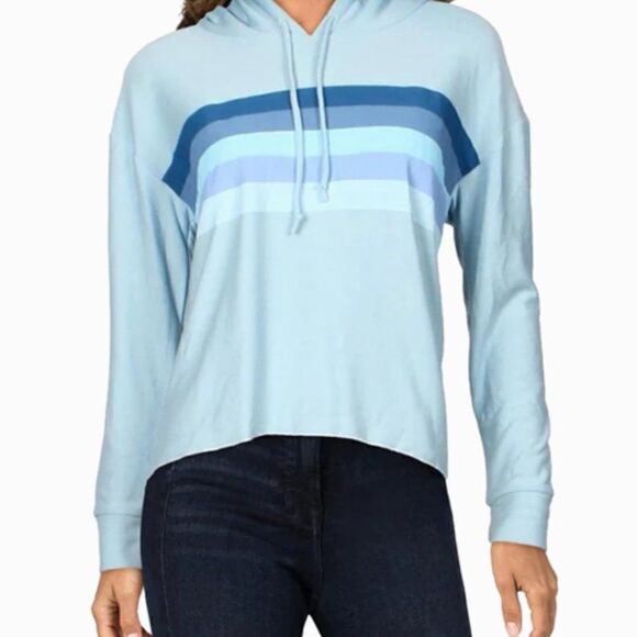 Chaser Cropped Drawstring Long Sleeve Hooded Sweatshirt Size Medium - Picture 1 of 7